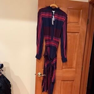 Joie Navy and Red Long Sleeve Dress